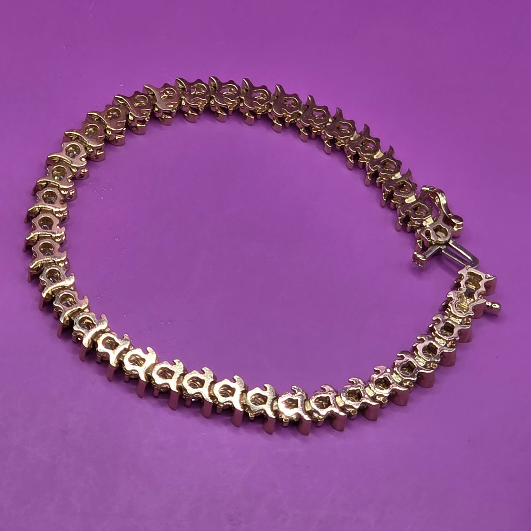 Gold & Diamond "S" Link Tennis Bracelet