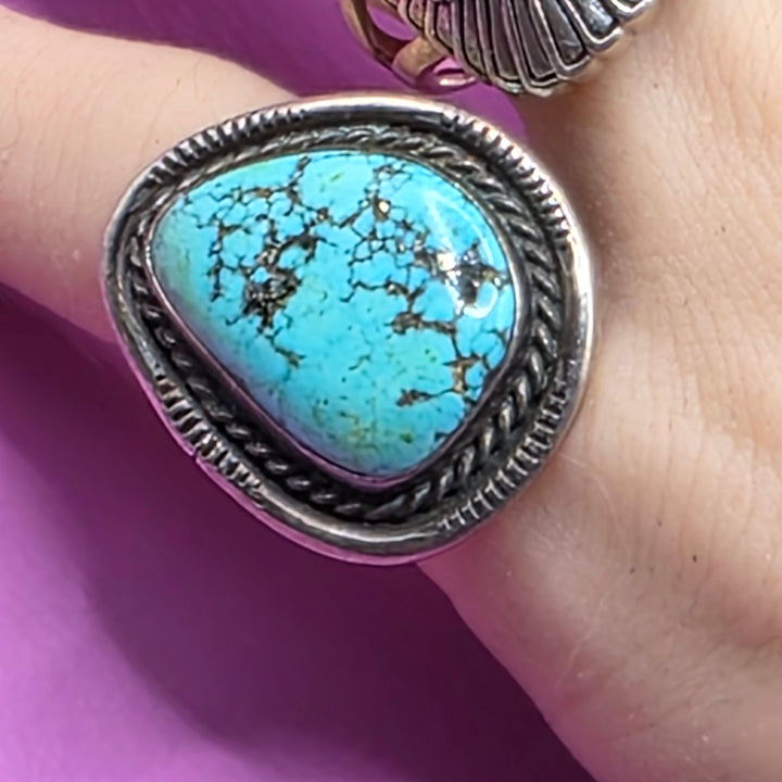 Sterling Silver Rough Triangle Turquoise Ring