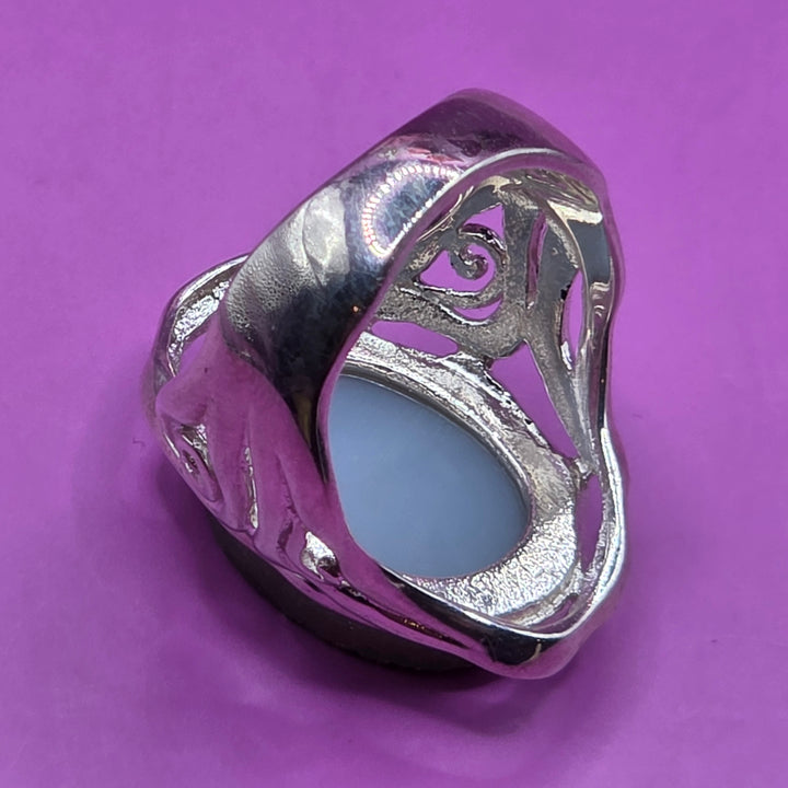 Sterling Silver Druzy (Drusy) Quartz Squiggle Top Ring