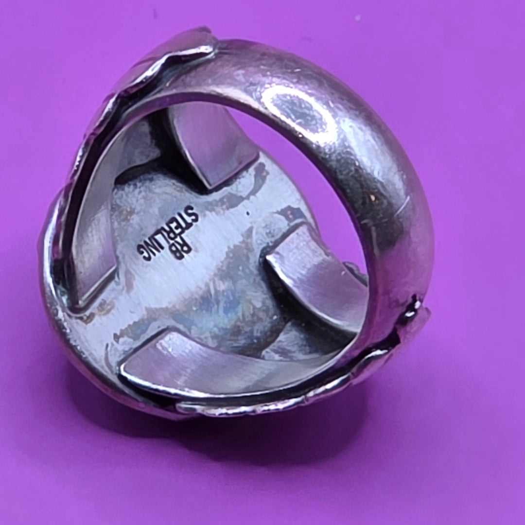 Sterling Silver Oval Multi Cabochon Stone Ring