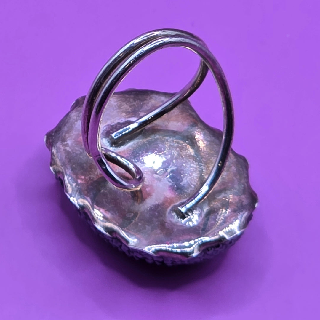 Sterling Silver Druzy Gray Quartz Statement Ring