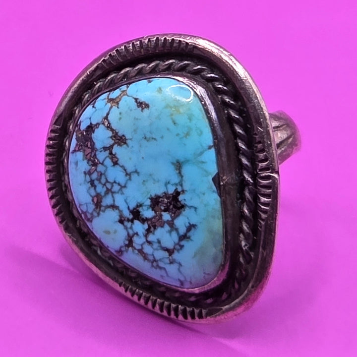 Sterling Silver Rough Triangle Turquoise Ring