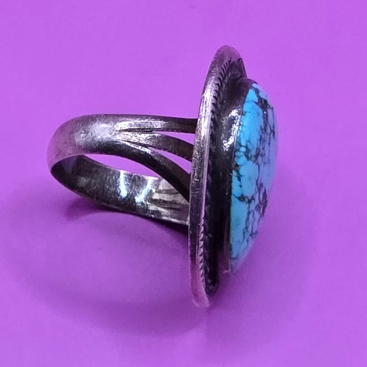 Sterling Silver Rough Triangle Turquoise Ring