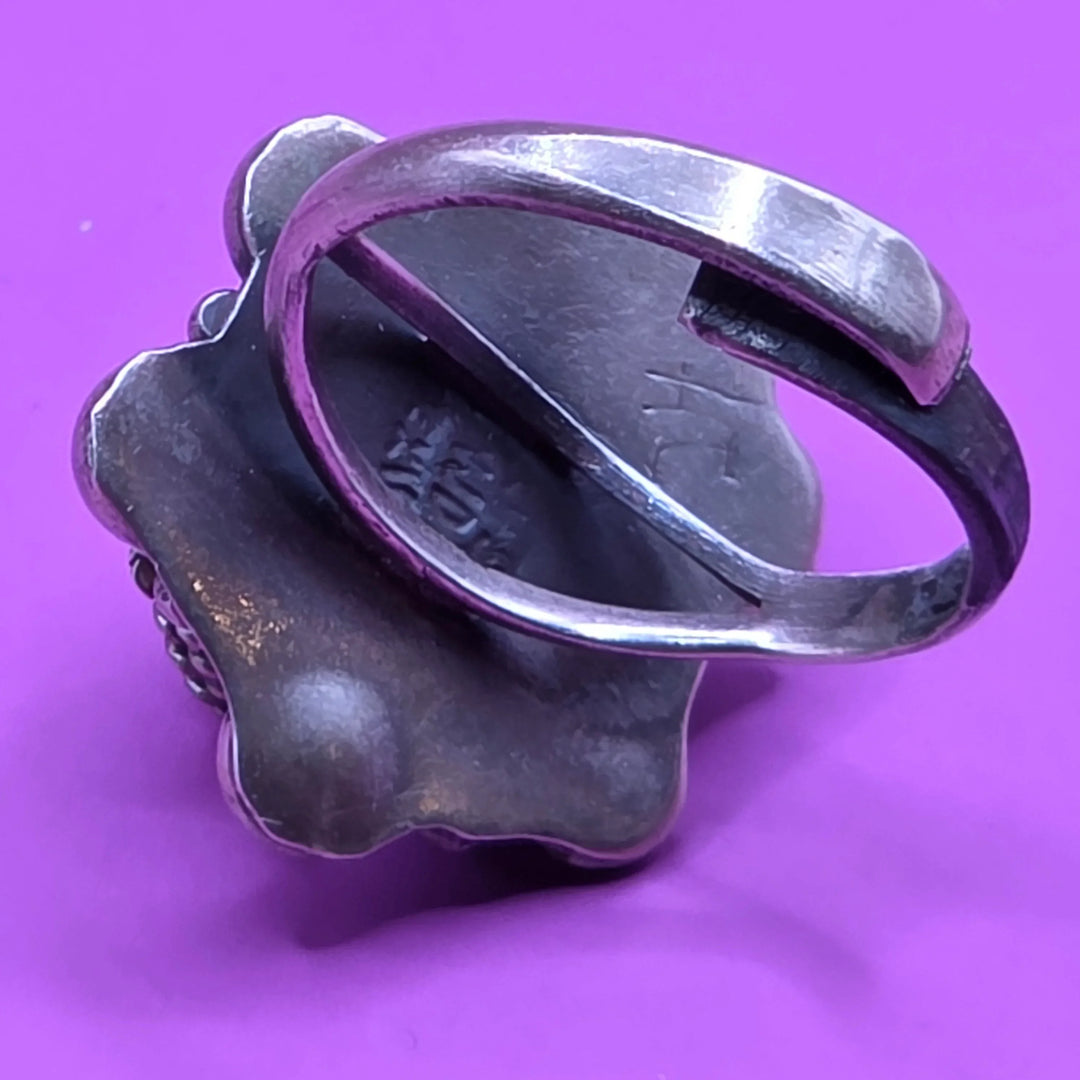 Sterling Silver & Tiger Eye Poison Ring - Estate Jewelry Priced Right