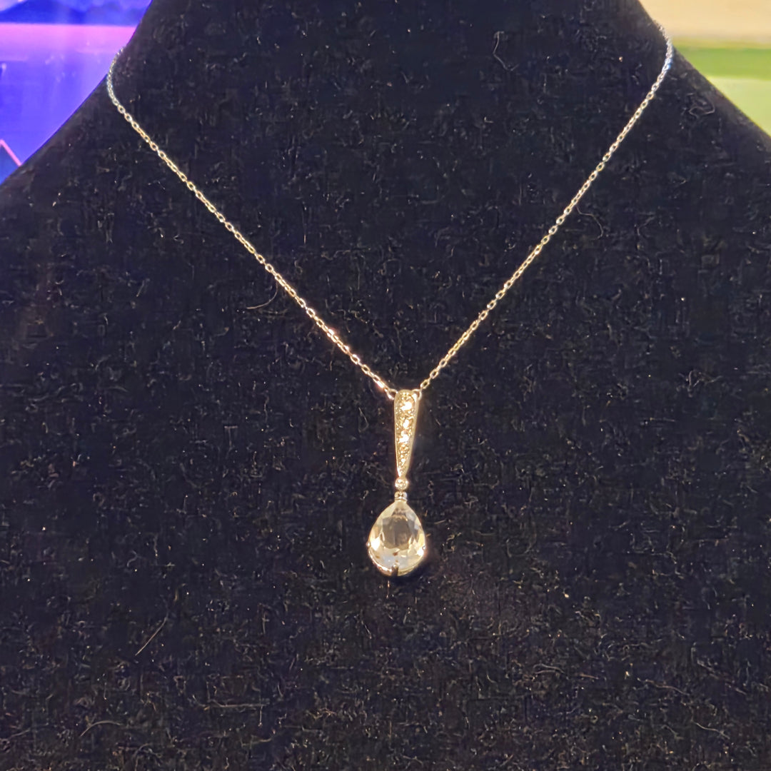 Silver, Clear Crystal Swarovski Necklace & Earrings Set