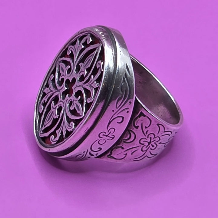 Sterling Silver Symmetrical Scrollwork Statement Ring