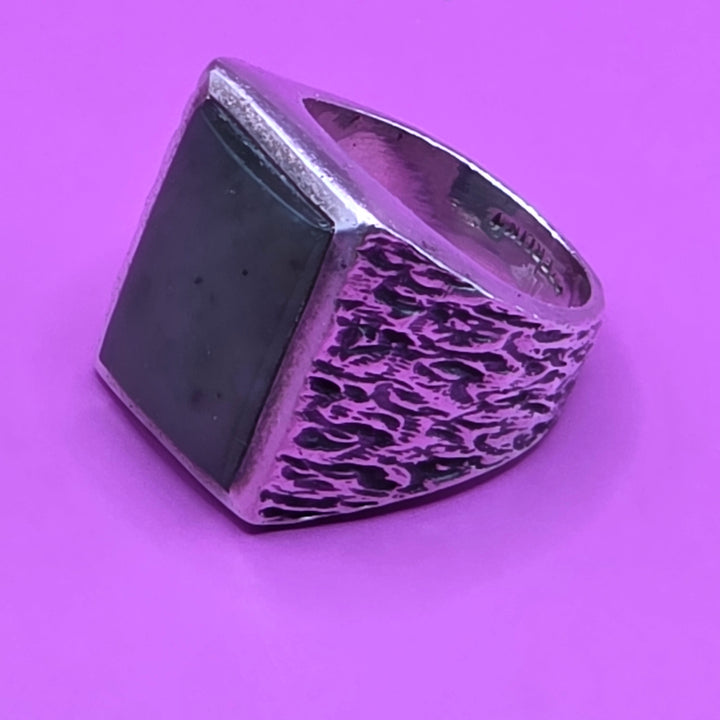 Chunky Sterling Silver Rectangular Jade Ring