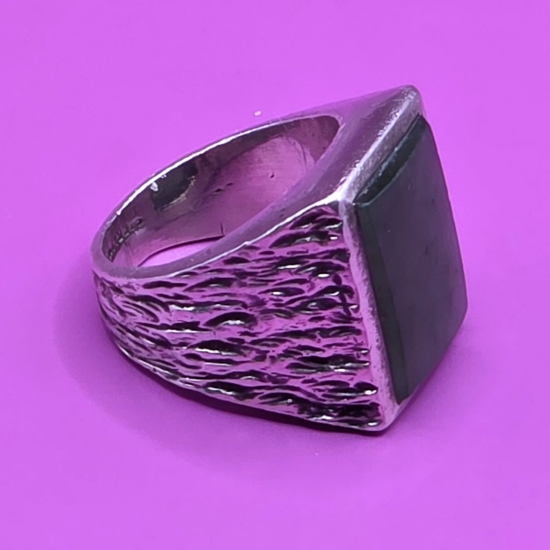 Chunky Sterling Silver Rectangular Jade Ring
