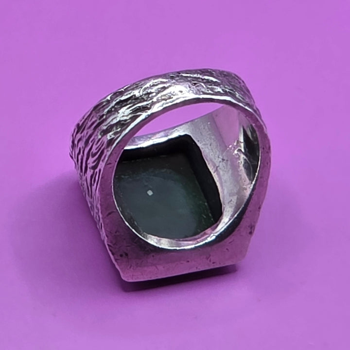 Chunky Sterling Silver Rectangular Jade Ring