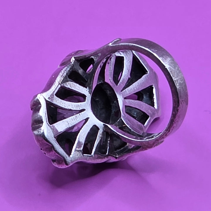 Sterling Silver Open Work North-South Amethyst Ring