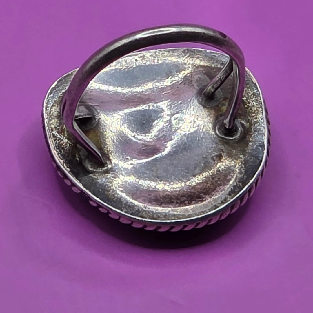 Sterling Silver Crudely Styled Turquoise Ring - Estate Jewelry Priced Right