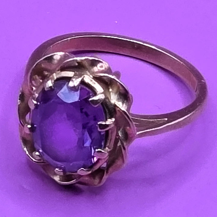 14K Gold & Solitaire Amethyst Cocktail Ring
