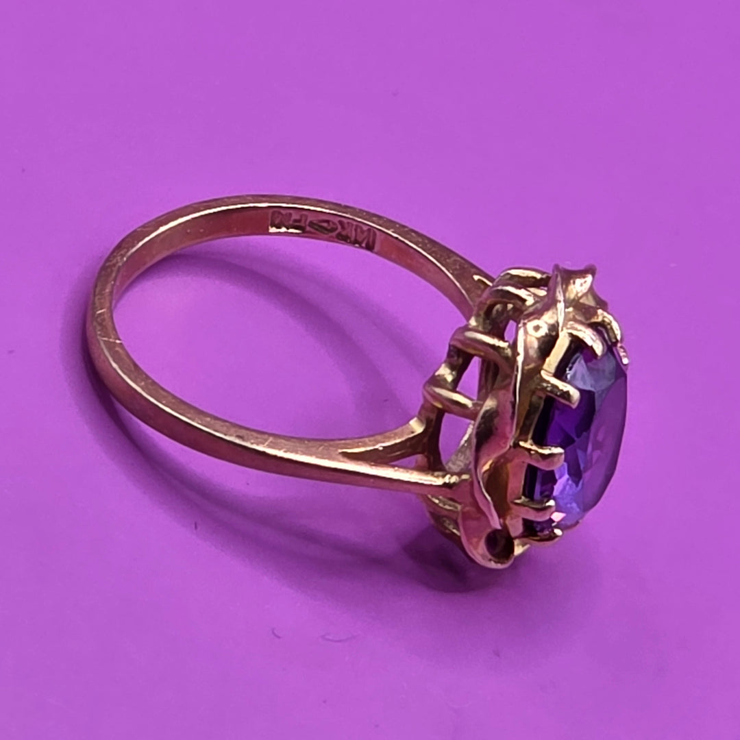 14K Gold & Solitaire Amethyst Cocktail Ring