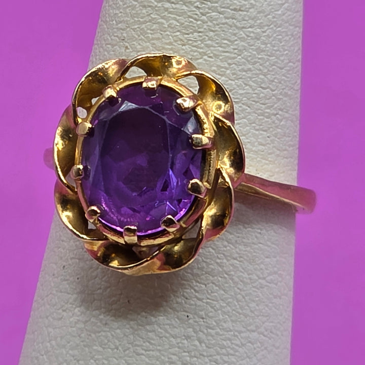 14K Gold & Solitaire Amethyst Cocktail Ring