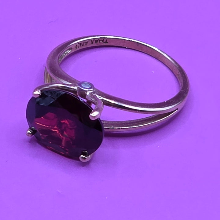 10K Gold, Diamond & Solitaire Garnet Cocktail Ring