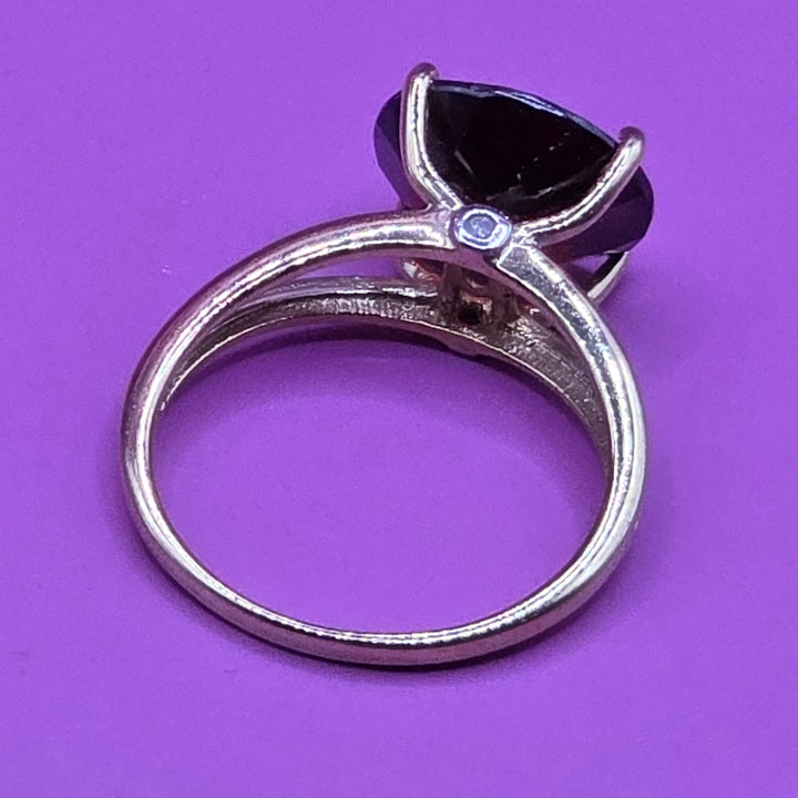 10K Gold, Diamond & Solitaire Garnet Cocktail Ring