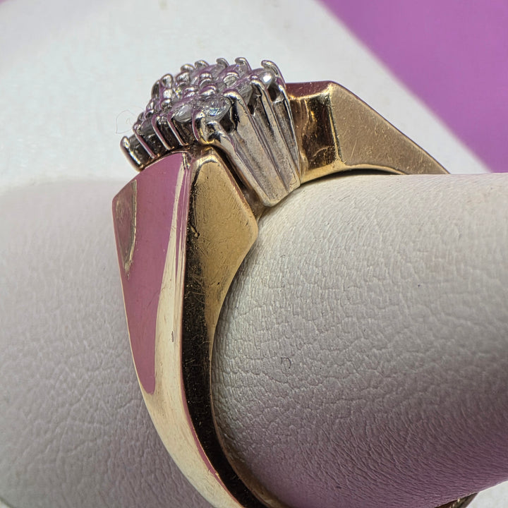 14K Gold & Diamond Cluster Evening Ring