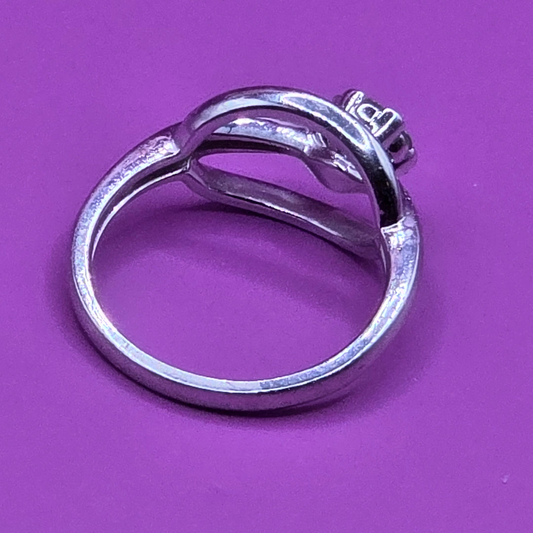 14k White Gold Diamond Cluster Offset Ring