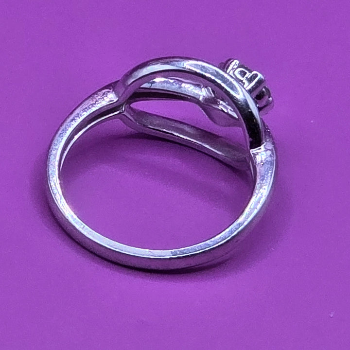 14k White Gold Diamond Cluster Offset Ring