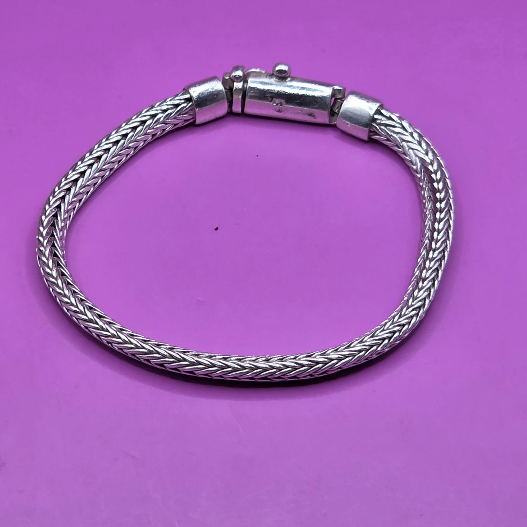 Sterling Silver Intricate Wheat Link Bracelet