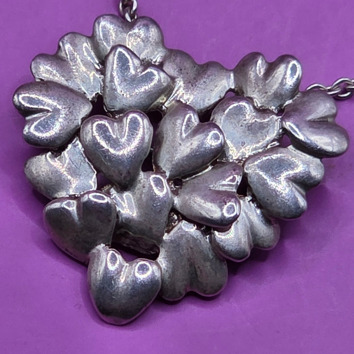 Authentic Vintage Sterling Silver Movado Hearts Pendant Necklace