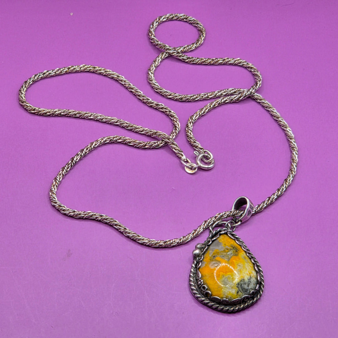 Navajo Sterling Silver Bumblebee Jasper Necklace & Pendant