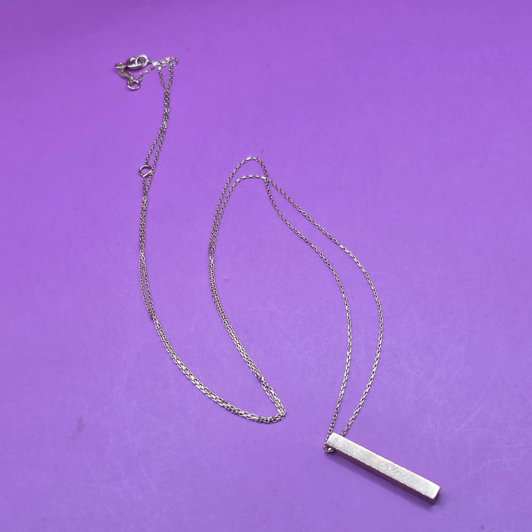 Authentic Sloane 14K Gold Long Vertical Bar Necklace