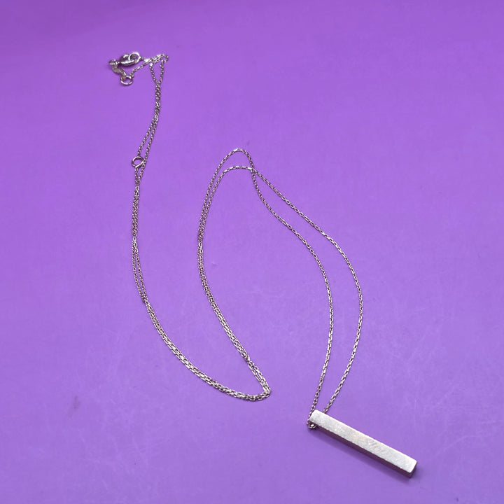Authentic Sloane 14K Gold Long Vertical Bar Necklace