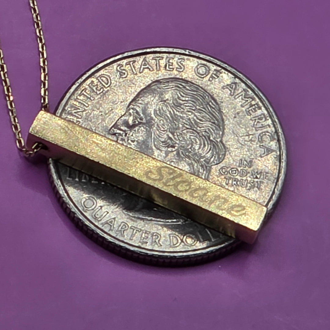 Authentic Sloane 14K Gold Long Vertical Bar Necklace