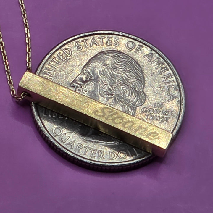 Authentic Sloane 14K Gold Long Vertical Bar Necklace