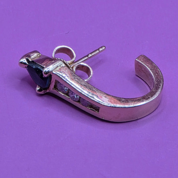 14K Gold, Diamond & Sapphire J Hook Earrings