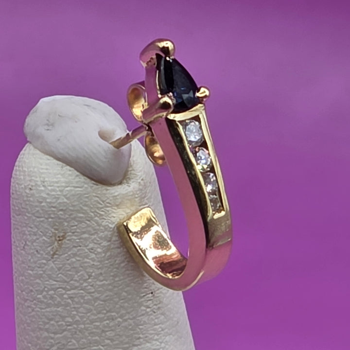 14K Gold, Diamond & Sapphire J Hook Earrings