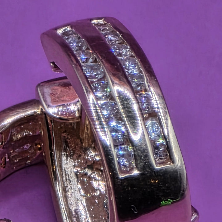 14K Gold & Diamond Small Hoop-Huggy Earrings