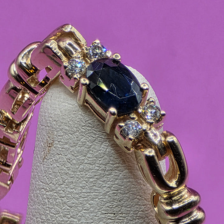 14K Gold, Diamond & Sapphire Coliseum Link Bracelet