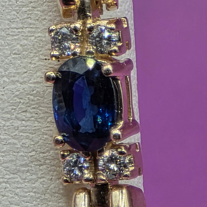 14K Gold, Diamond & Sapphire Coliseum Link Bracelet