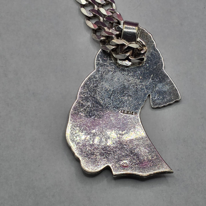 Hefty Sterling Silver Aztec Face Mask Necklace