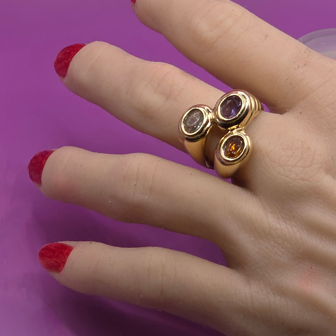 14K Gold Multi-Gem Statement Ring