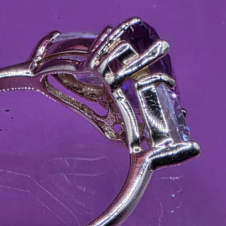 14K Gold, Amethyst & Crystal Cocktail Ring