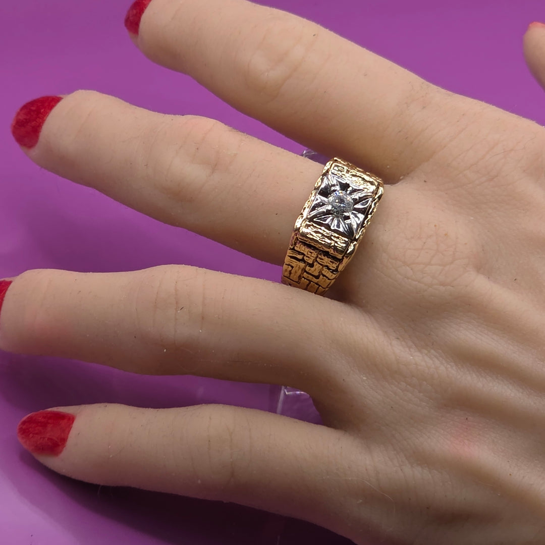 Gold and Diamond Baker's Top Nugget Ring