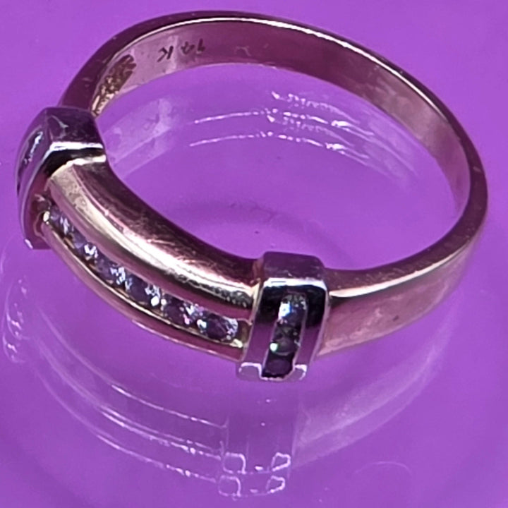 14K Gold Channel Set Framed Diamond Ring