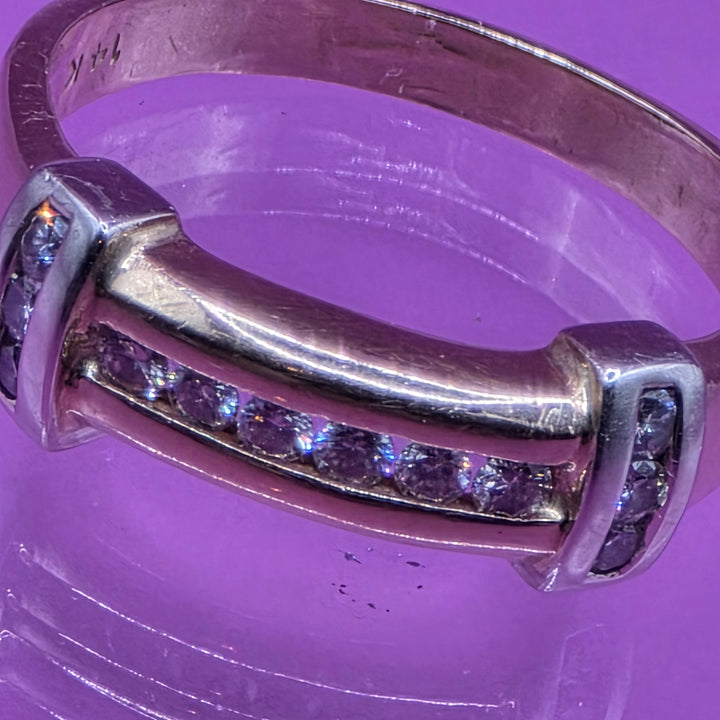 14K Gold Channel Set Framed Diamond Ring