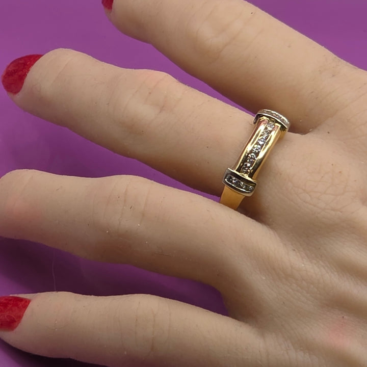 14K Gold Channel Set Framed Diamond Ring