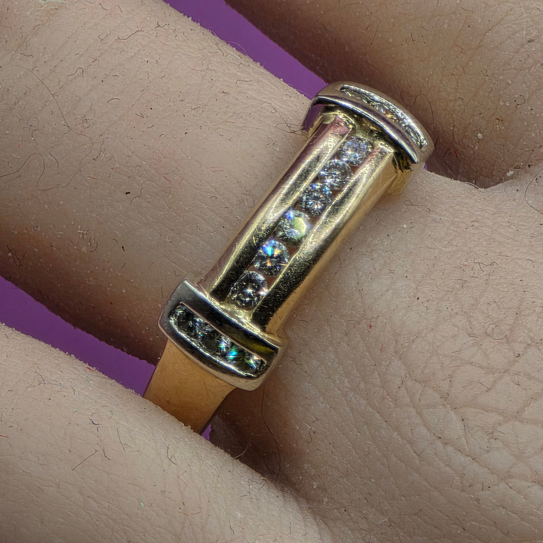 14K Gold Channel Set Framed Diamond Ring