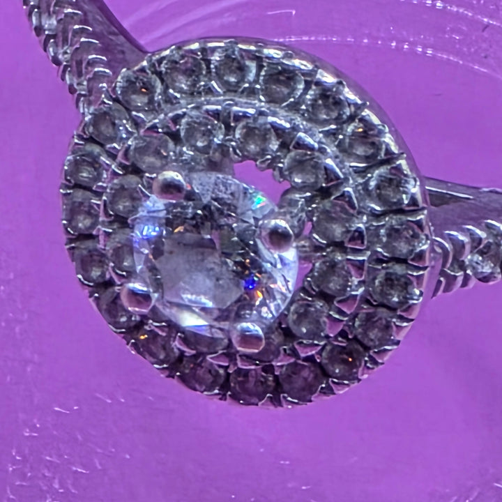 14K Gold & Clear Quartz Simulant Diamond Cluster Ring