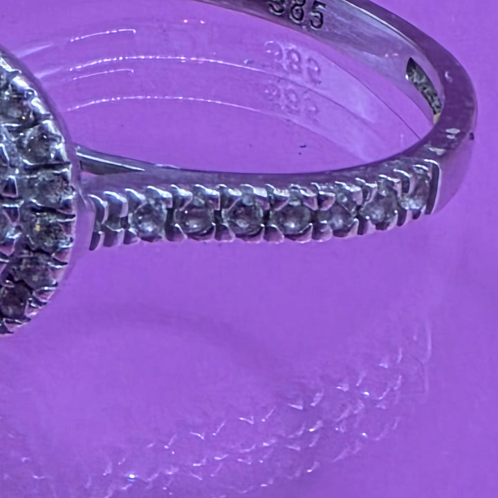 14K Gold & Clear Quartz Simulant Diamond Cluster Ring