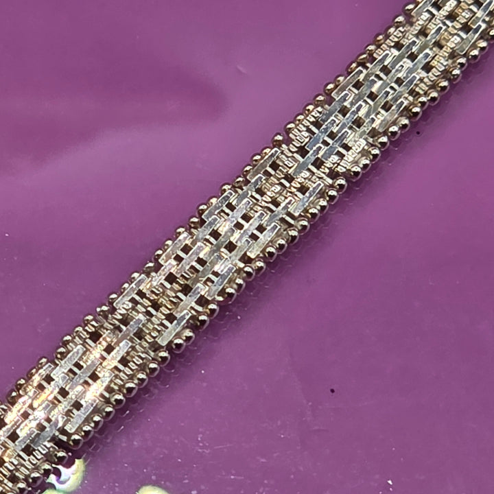 Sterling Silver Intricate Panther Link Diamond Textured Bracelet