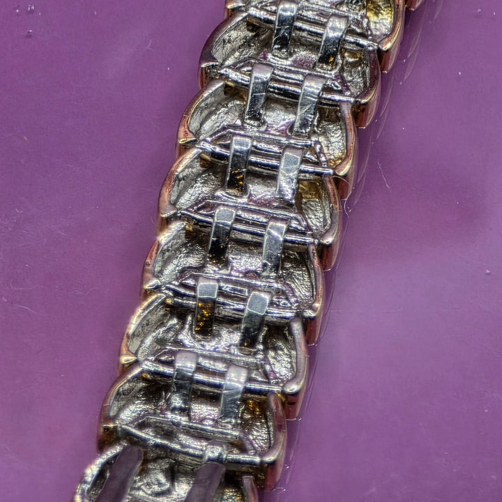 Vintage Sterling Silver 2-Tone Large Link Bracelet