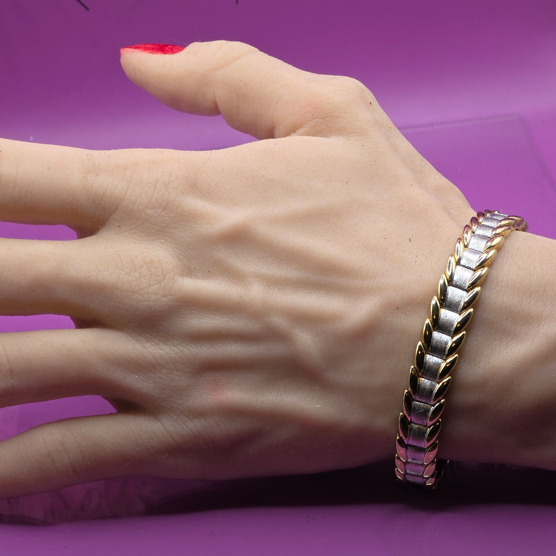 Vintage Sterling Silver 2-Tone Large Link Bracelet