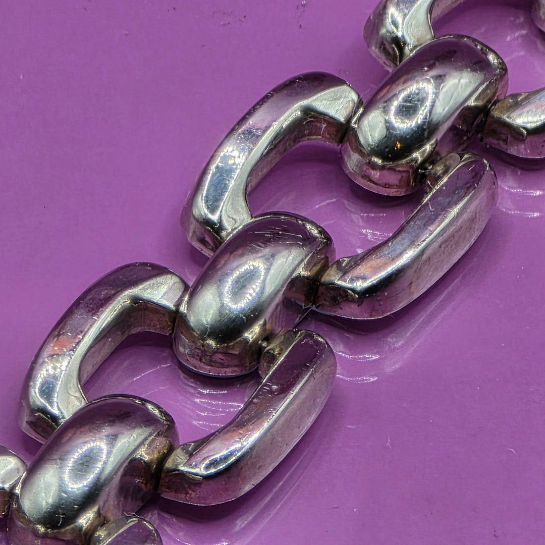 Sterling Silver Mid-Century Modern Large Link Bracelet