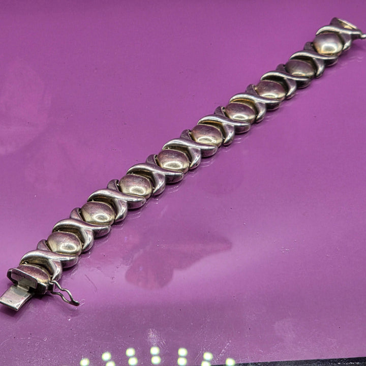 Sterling Silver Hugs & Kisses Large Link Bracelet
